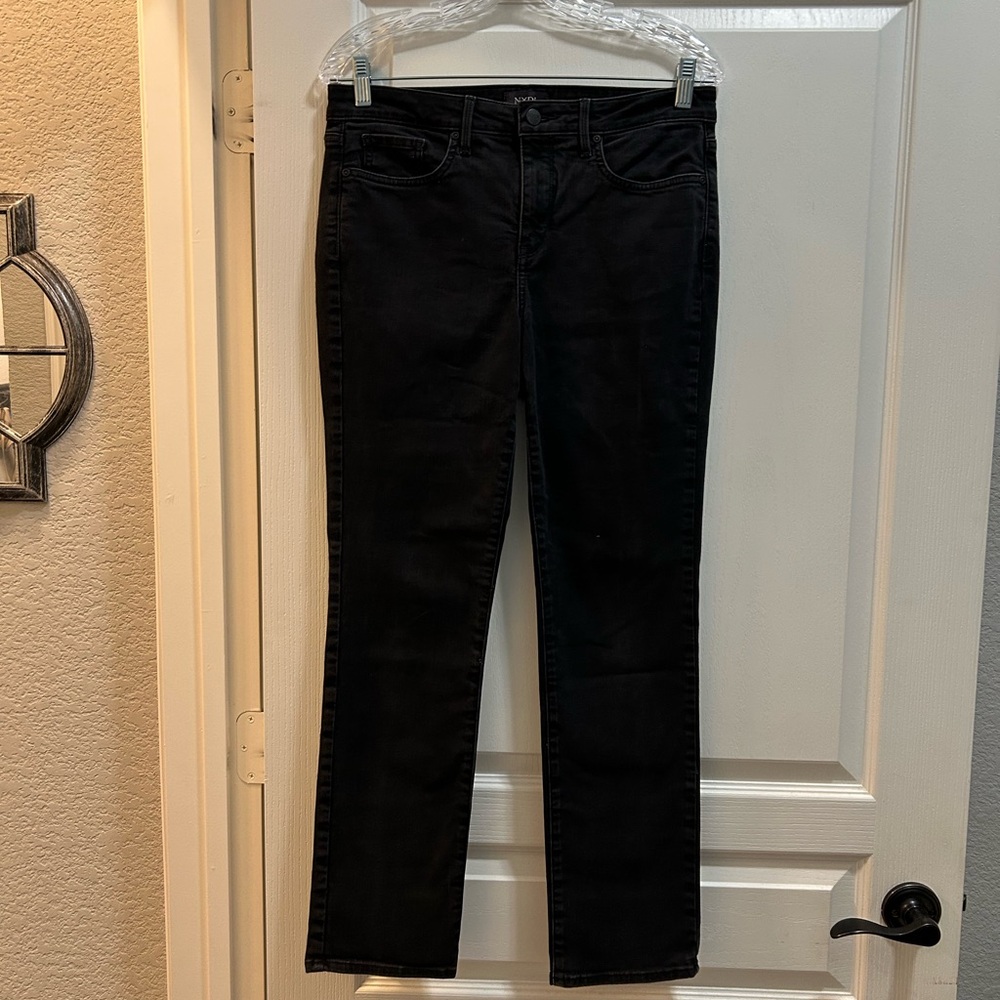 NYDJ Women's Classic Faded Black Straight Leg Jeans